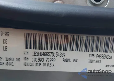 2007 Dodge Caliber Sxt z USA, uszkodzony, nr VIN 1B3HB48B57D154394